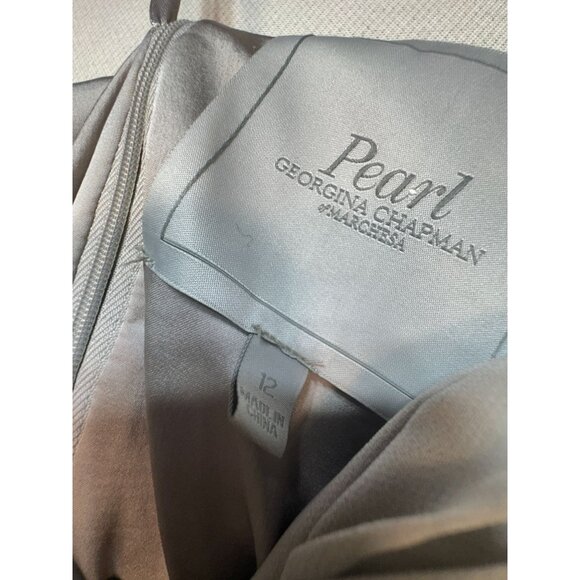 Pearl Georgina Chapman Of Marchesa Womens Formal Midi Dress Gown Sz 12 Pure Gray - Picture 3 of 13